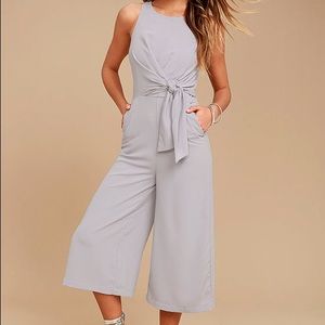 On track grey midi jumpsuit
